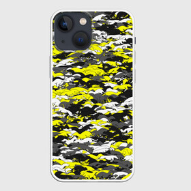 Чехол для iPhone 13 mini с принтом Камуфляж с гончими псами в Екатеринбурге,  |  | Тематика изображения на принте: гончая | желтый | камуфляж | милитари | охота | паттерн | серый | собака | собаки