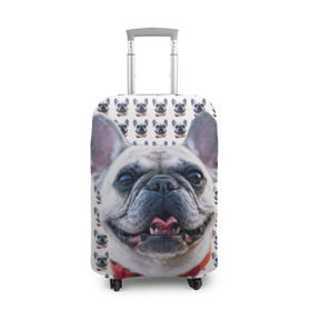 Чехол для чемодана 3D с принтом Французский бульдог в Екатеринбурге, 86% полиэфир, 14% спандекс | двустороннее нанесение принта, прорези для ручек и колес | Тематика изображения на принте: бульдог | бульдожка | пес | песик | собака | французский бульдог