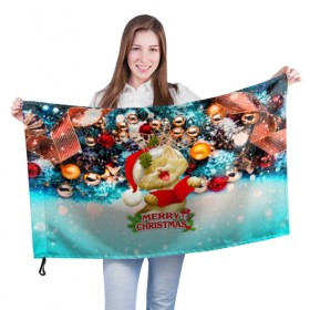 Флаг 3D с принтом Котик в Екатеринбурге, 100% полиэстер | плотность ткани — 95 г/м2, размер — 67 х 109 см. Принт наносится с одной стороны | christmas | new year | santa | дед мороз | елка | елочки | новогодний | новый год | рождество | сантаклаус | снег | снежинки