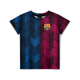 Детская футболка 3D с принтом FC Barca 2018 Creative uniform в Екатеринбурге, 100% гипоаллергенный полиэфир | прямой крой, круглый вырез горловины, длина до линии бедер, чуть спущенное плечо, ткань немного тянется | fc | fc barcelona | fcb | барселона | спорт | спортивные | фк | футбол | футбольный клуб