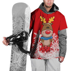 Накидка на куртку 3D с принтом Олень в шарфике в Екатеринбурге, 100% полиэстер |  | новогодний олень | новый год | олень | олень в шарфике | подарок на новый год