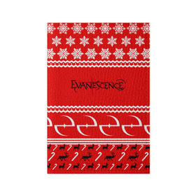 Обложка для паспорта матовая кожа с принтом Праздничный Evanescence в Екатеринбурге, натуральная матовая кожа | размер 19,3 х 13,7 см; прозрачные пластиковые крепления | evanescence | альтернативный | готик | группа | джен маджура | знак | исчезновение | красный | метал | надпись | новогодний | новый год | ню | праздник | рождество | рок | снежинки | тим маккорд
