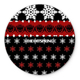 Коврик для мышки круглый с принтом Праздничный The Offspring в Екатеринбурге, резина и полиэстер | круглая форма, изображение наносится на всю лицевую часть | Тематика изображения на принте: the offspring | офспринг | оффспринг | рок