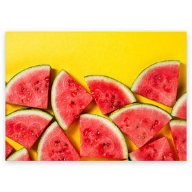 Поздравительная открытка с принтом арбуз в Екатеринбурге, 100% бумага | плотность бумаги 280 г/м2, матовая, на обратной стороне линовка и место для марки
 | berry | food | fruit | health | rest | summer | vegan | vegetarianism | vitamins | watermelon | арбуз | веган | вегетарианство | витамины | еда | здоровье | лето | отдых | фрукты | ягода