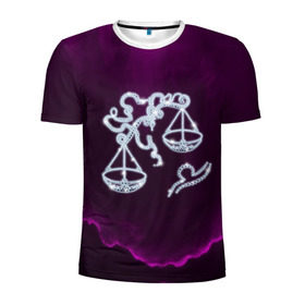 Мужская футболка 3D спортивная с принтом Весы в Екатеринбурге, 100% полиэстер с улучшенными характеристиками | приталенный силуэт, круглая горловина, широкие плечи, сужается к линии бедра | весы | звезды | знаки зодиака | космос | созвездие