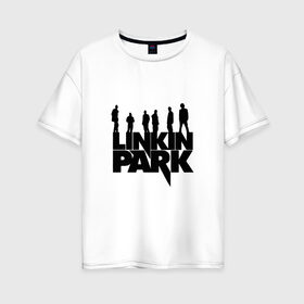 Женская футболка хлопок Oversize с принтом Linkin Park в Екатеринбурге, 100% хлопок | свободный крой, круглый ворот, спущенный рукав, длина до линии бедер
 | bennington | chester | linkin park | альтернативный | беннингтон | группа | ленкин | линкин | майк | метал | музыкант | ню | нюметал | парк | певец | рок | рэп | честер | электроник