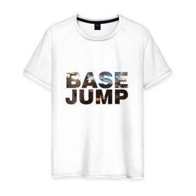 Мужская футболка хлопок с принтом base jumping в Екатеринбурге, 100% хлопок | прямой крой, круглый вырез горловины, длина до линии бедер, слегка спущенное плечо. | 