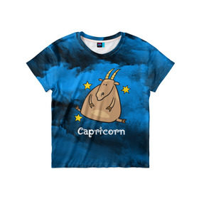 Детская футболка 3D с принтом Козерог в Екатеринбурге, 100% гипоаллергенный полиэфир | прямой крой, круглый вырез горловины, длина до линии бедер, чуть спущенное плечо, ткань немного тянется | 