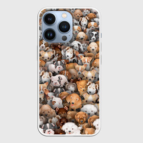 Чехол для iPhone 13 Pro с принтом Щенки в Екатеринбурге,  |  | бультерьер | корги | мопс | паттерн | пес | питбуль | породы | собака | собачка | хаски | щенок