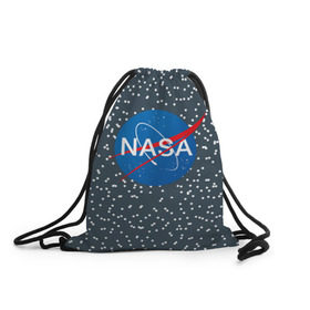 Рюкзак-мешок 3D с принтом NASA в Екатеринбурге, 100% полиэстер | плотность ткани — 200 г/м2, размер — 35 х 45 см; лямки — толстые шнурки, застежка на шнуровке, без карманов и подкладки | Тематика изображения на принте: nasa | star | звезды | космос | наса