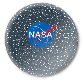 Значок с принтом NASA в Екатеринбурге,  металл | круглая форма, металлическая застежка в виде булавки | nasa | star | звезды | космос | наса