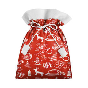 Подарочный 3D мешок с принтом Символика рождества в Екатеринбурге, 100% полиэстер | Размер: 29*39 см | new year | елка | новогодний | новый год | рождество | снег | снежинки