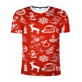 Мужская футболка 3D спортивная с принтом Символика рождества в Екатеринбурге, 100% полиэстер с улучшенными характеристиками | приталенный силуэт, круглая горловина, широкие плечи, сужается к линии бедра | new year | елка | новогодний | новый год | рождество | снег | снежинки