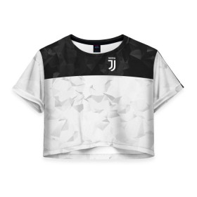 Женская футболка 3D укороченная с принтом Juventus 2018 Black and White в Екатеринбурге, 100% полиэстер | круглая горловина, длина футболки до линии талии, рукава с отворотами | fc | juventus | спорт | спортивные | фк | футбол | футбольный клуб | ювентус