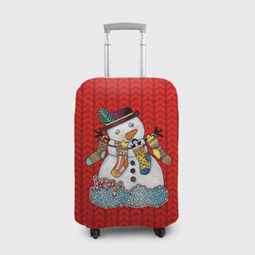 Чехол для чемодана 3D с принтом Снеговик вышивка в Екатеринбурге, 86% полиэфир, 14% спандекс | двустороннее нанесение принта, прорези для ручек и колес | new year | елка | новогодний | новогодняя вышивка | новый год | рождество | снег | снежинки