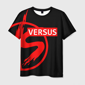 Мужская футболка 3D с принтом VERSUS BATTLE RED в Екатеринбурге, 100% полиэфир | прямой крой, круглый вырез горловины, длина до линии бедер | battle | versus | батл | версус