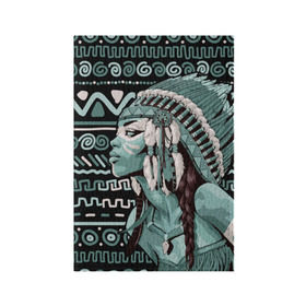 Обложка для паспорта матовая кожа с принтом Девушка индеец в Екатеринбурге, натуральная матовая кожа | размер 19,3 х 13,7 см; прозрачные пластиковые крепления | Тематика изображения на принте: beautiful | body art | braids | feathers | fringe | girl | indian | mohawk | ornament | pendant | profile | бахрома | боди арт | девушка индеец | ирокез | косы | кулон | орнамент | перья | профиль
