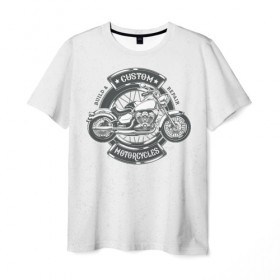 Мужская футболка 3D с принтом Vintage motocycle 2 в Екатеринбурге, 100% полиэфир | прямой крой, круглый вырез горловины, длина до линии бедер | harley | motorbike | motorcycle | race | rider | ryder | skull | speed | байк | гонки | гонщик | мото | мотобайк | мотоцикл | райдер | скорость | харлей | череп
