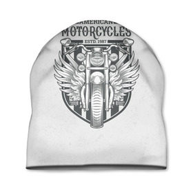 Шапка 3D с принтом Vintage motocycle 5 в Екатеринбурге, 100% полиэстер | универсальный размер, печать по всей поверхности изделия | harley | motorbike | motorcycle | race | rider | ryder | skull | speed | байк | гонки | гонщик | мото | мотобайк | мотоцикл | райдер | скорость | харлей | череп