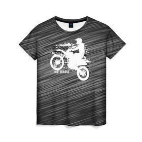 Женская футболка 3D с принтом Motocross в Екатеринбурге, 100% полиэфир ( синтетическое хлопкоподобное полотно) | прямой крой, круглый вырез горловины, длина до линии бедер | motorbike | motorcycle | race | rider | ryder | speed | байк | гонки | гонщик | мото | мотобайк | мотоцикл | райдер | скорость