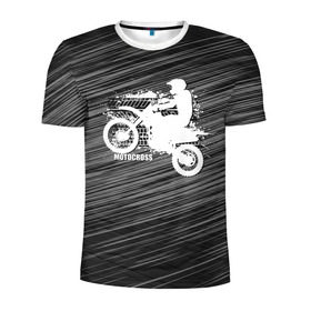 Мужская футболка 3D спортивная с принтом Motocross в Екатеринбурге, 100% полиэстер с улучшенными характеристиками | приталенный силуэт, круглая горловина, широкие плечи, сужается к линии бедра | motorbike | motorcycle | race | rider | ryder | speed | байк | гонки | гонщик | мото | мотобайк | мотоцикл | райдер | скорость