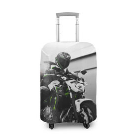 Чехол для чемодана 3D с принтом Kawasaki в Екатеринбурге, 86% полиэфир, 14% спандекс | двустороннее нанесение принта, прорези для ручек и колес | motorbike | motorcycle | race | rider | ryder | speed | yamaha | байк | гонки | гонщик | кавасаки | мото | мотобайк | мотоцикл | райдер | скорость | ямаха