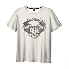 Мужская футболка 3D с принтом Harley-Davidson в Екатеринбурге, 100% полиэфир | прямой крой, круглый вырез горловины, длина до линии бедер | harley | motorbike | motorcycle | race | rider | ryder | skull | speed | байк | гонки | гонщик | мото | мотобайк | мотоцикл | райдер | скорость | харлей | череп