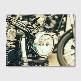 Альбом для рисования с принтом Vintage motocycle в Екатеринбурге, 100% бумага
 | матовая бумага, плотность 200 мг. | harley | motorbike | motorcycle | race | rider | ryder | speed | байк | гонки | гонщик | мото | мотобайк | мотоцикл | райдер | скорость | харлей