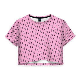 Женская футболка 3D укороченная с принтом LiL PEEP Pattern в Екатеринбурге, 100% полиэстер | круглая горловина, длина футболки до линии талии, рукава с отворотами | lil peep. cry baby | лил пип