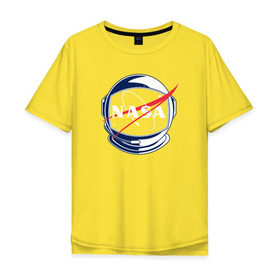 Мужская футболка хлопок Oversize с принтом NASA в Екатеринбурге, 100% хлопок | свободный крой, круглый ворот, “спинка” длиннее передней части | nasa | астронавт | астрофизика | космическое агенство | космонавт | космос | наса | скафандр  | шлем