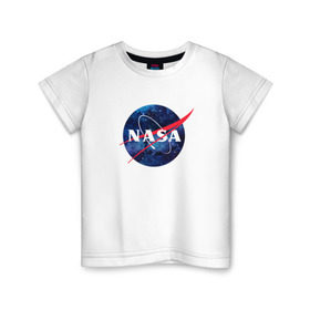 Детская футболка хлопок с принтом NASA в Екатеринбурге, 100% хлопок | круглый вырез горловины, полуприлегающий силуэт, длина до линии бедер | nasa | астронавт | астрофизика | космическое агенство | космонавт | космос | наса | скафандр   | шлем