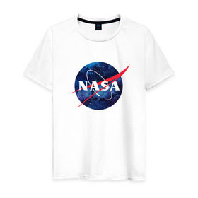 Мужская футболка хлопок с принтом NASA в Екатеринбурге, 100% хлопок | прямой крой, круглый вырез горловины, длина до линии бедер, слегка спущенное плечо. | nasa | астронавт | астрофизика | космическое агенство | космонавт | космос | наса | скафандр   | шлем