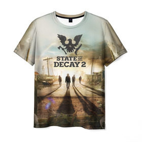 Мужская футболка 3D с принтом State of Decay 2 в Екатеринбурге, 100% полиэфир | прямой крой, круглый вырез горловины, длина до линии бедер | decay | horror | state | игра | стадия | хоррор