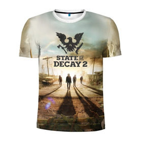 Мужская футболка 3D спортивная с принтом State of Decay 2 в Екатеринбурге, 100% полиэстер с улучшенными характеристиками | приталенный силуэт, круглая горловина, широкие плечи, сужается к линии бедра | decay | horror | state | игра | стадия | хоррор