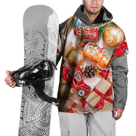 Накидка на куртку 3D с принтом Капризы Деда мороза в Екатеринбурге, 100% полиэстер |  | елка | зима | игрушки | мороз | новый год | снег | снежинки | украшения
