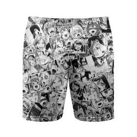 Мужские шорты 3D спортивные с принтом Ahegao в Екатеринбурге,  |  | Тематика изображения на принте: anime | аниме | лицо | паттрен | чернобелый