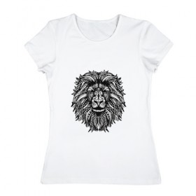 Женская футболка хлопок с принтом Лев рисованый в Екатеринбурге, 100% хлопок | прямой крой, круглый вырез горловины, длина до линии бедер, слегка спущенное плечо | лев | рисунок