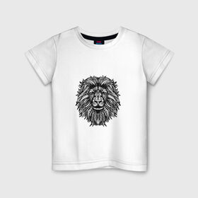 Детская футболка хлопок с принтом Лев рисованый в Екатеринбурге, 100% хлопок | круглый вырез горловины, полуприлегающий силуэт, длина до линии бедер | лев | рисунок