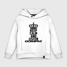 Детское худи Oversize хлопок с принтом Keep calm and listen OOMPH! в Екатеринбурге, френч-терри — 70% хлопок, 30% полиэстер. Мягкий теплый начес внутри —100% хлопок | боковые карманы, эластичные манжеты и нижняя кромка, капюшон на магнитной кнопке | electronic body musi | neue deutsche | oomph | андреас крэп | антитезис | деро гои | крэп | оомпх | оомрн | роберт флюкс | синтез | тезис | флюкс