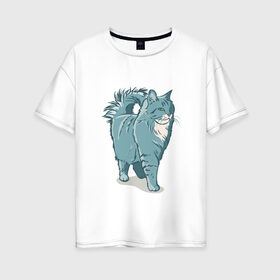 Женская футболка хлопок Oversize с принтом Котик в Екатеринбурге, 100% хлопок | свободный крой, круглый ворот, спущенный рукав, длина до линии бедер
 | киса домашние животные | кот | котик | коты | кошка | кошки