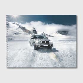 Альбом для рисования с принтом BMW X5 в Екатеринбурге, 100% бумага
 | матовая бумага, плотность 200 мг. | Тематика изображения на принте: auto | race | авто | автомобиль | бмв | бумер | бэха | гонки | марка | машина
