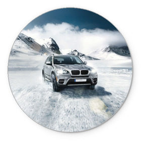 Коврик для мышки круглый с принтом BMW X5 в Екатеринбурге, резина и полиэстер | круглая форма, изображение наносится на всю лицевую часть | auto | race | авто | автомобиль | бмв | бумер | бэха | гонки | марка | машина