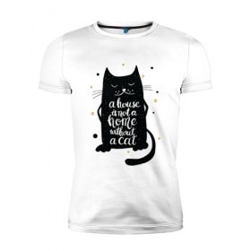 Мужская футболка премиум с принтом Black cat в Екатеринбурге, 92% хлопок, 8% лайкра | приталенный силуэт, круглый вырез ворота, длина до линии бедра, короткий рукав | 