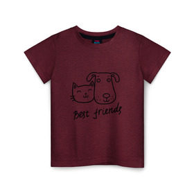 Детская футболка хлопок с принтом Best friends в Екатеринбурге, 100% хлопок | круглый вырез горловины, полуприлегающий силуэт, длина до линии бедер | киса домашние животные | кот | котик | коты | кошка | кошки