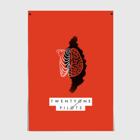 Постер с принтом Twenty One Pilots Red в Екатеринбурге, 100% бумага
 | бумага, плотность 150 мг. Матовая, но за счет высокого коэффициента гладкости имеет небольшой блеск и дает на свету блики, но в отличии от глянцевой бумаги не покрыта лаком | 