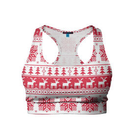 Женский спортивный топ 3D с принтом mc4 в Екатеринбурге, 82% полиэстер, 18% спандекс Ткань безопасна для здоровья, позволяет коже дышать, не мнется и не растягивается |  | елка | елки | новый год | олени | олень | свитер | снежинка | снежинки