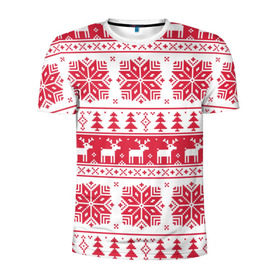 Мужская футболка 3D спортивная с принтом mc4 в Екатеринбурге, 100% полиэстер с улучшенными характеристиками | приталенный силуэт, круглая горловина, широкие плечи, сужается к линии бедра | Тематика изображения на принте: елка | елки | новый год | олени | олень | свитер | снежинка | снежинки