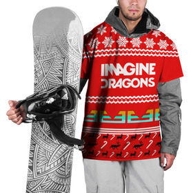 Накидка на куртку 3D с принтом Праздничный Imagine Dragons в Екатеринбурге, 100% полиэстер |  | dragons | imagine | альтернативный | американская | арена | бэн макки | группа | драгонс | дэн | дэн рейнольдс | знак | имеджин | инди | индирок | красный | надпись | новогодний | новый год | поп | праздник