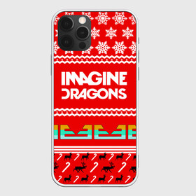 Чехол для iPhone 12 Pro с принтом Праздничный Imagine Dragons в Екатеринбурге, силикон | область печати: задняя сторона чехла, без боковых панелей | dragons | imagine | альтернативный | американская | арена | бэн макки | группа | драгонс | дэн | дэн рейнольдс | знак | имеджин | инди | индирок | красный | надпись | новогодний | новый год | поп | праздник