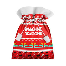 Подарочный 3D мешок с принтом Праздничный Imagine Dragons в Екатеринбурге, 100% полиэстер | Размер: 29*39 см | dragons | imagine | альтернативный | американская | арена | бэн макки | группа | драгонс | дэн | дэн рейнольдс | знак | имеджин | инди | индирок | красный | надпись | новогодний | новый год | поп | праздник